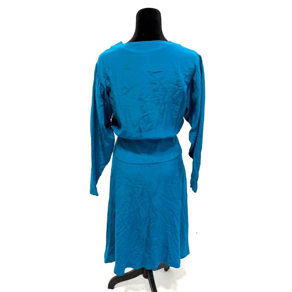Cybèle teal silk wrap like midi dress - Picture 4 of 7